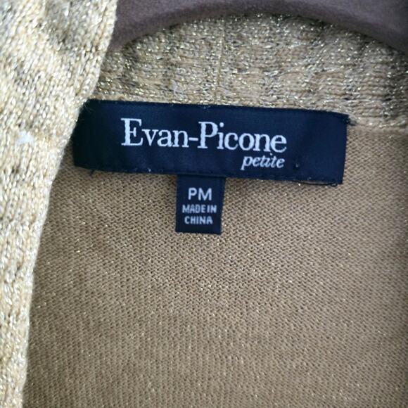 Evan-Picone Petite Gold Metallic Cardigan PM – Classic Minimalist Workwear - Picture 3 of 7
